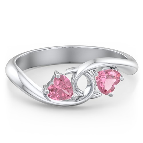 Two of Hearts Pinky Promise Ring – Sterling Silver with Pink Tourmaline