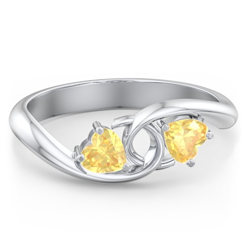 Two of Hearts Pinky Promise Ring – Sterling Silver with Citrine