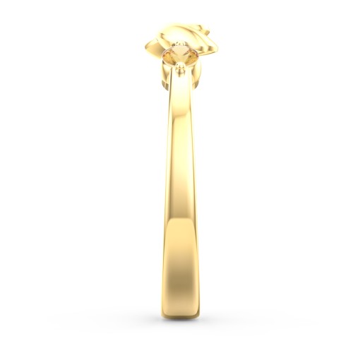 Heart-to-Heart Ring with Accent Stones – 18K Gold Plated Silver with Citrine
