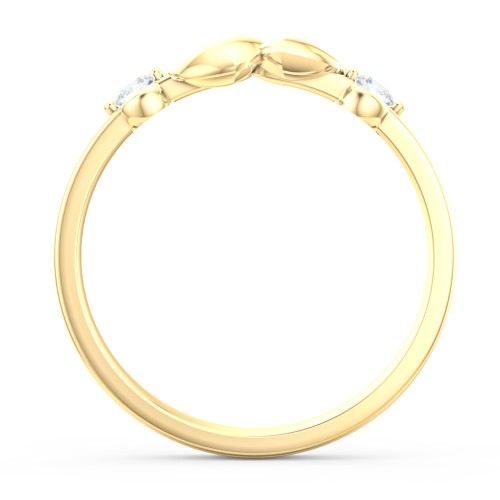 Heart-to-Heart Ring with Accent Stones – 18K Gold Plated Silver with Diamond