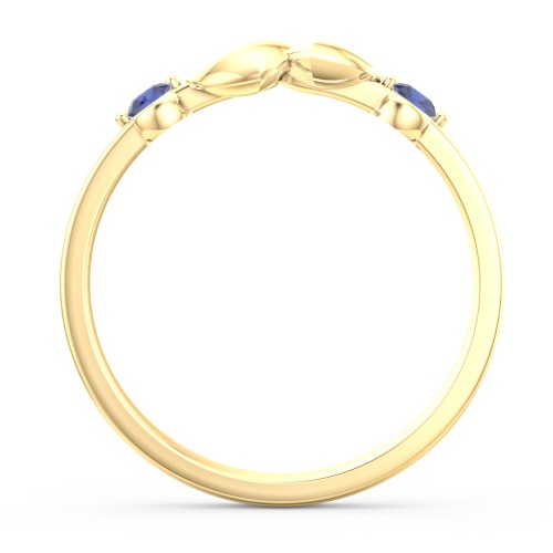 Heart-to-Heart Ring with Accent Stones – 18K Gold Plated Silver with Blue Sapphire