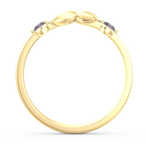 Heart-to-Heart Ring with Accent Stones – 18K Gold Plated Silver with Alexandrite