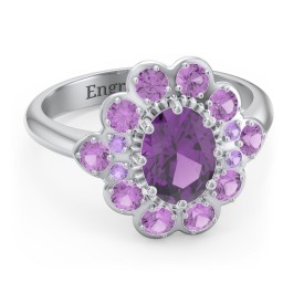 Princess in Love Ring in 925 Sterling Silver with Amethyst and Amethyst Premium Zirconia