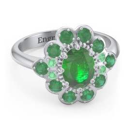 Princess in Love Ring in 925 Sterling Silver with Emerald and Green Premium Zirconia