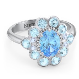 Princess in Love Ring in 925 Sterling Silver with Blue Topaz and Fancy Blue Premium Zirconia