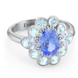 Princess in Love Ring in 925 Sterling Silver with Fancy Blue Premium Zirconia and Aquamarine