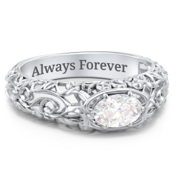 Vintage Graduation Ring in 925 Sterling Silver with Diamond