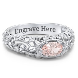 Vintage Graduation Ring in 925 Sterling Silver with Morganite