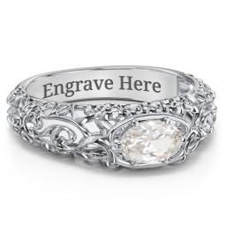 Vintage Graduation Ring in 925 Sterling Silver with Cubic Zirconia