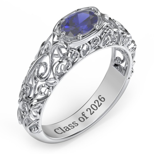 Vintage Graduation Ring – Sterling Silver with Blue Sapphire