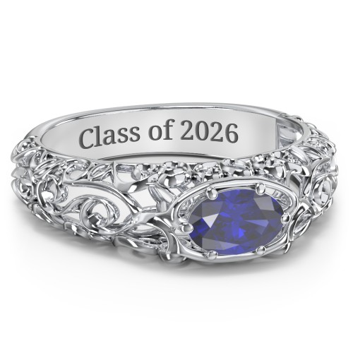 Vintage Graduation Ring – Sterling Silver with Blue Sapphire