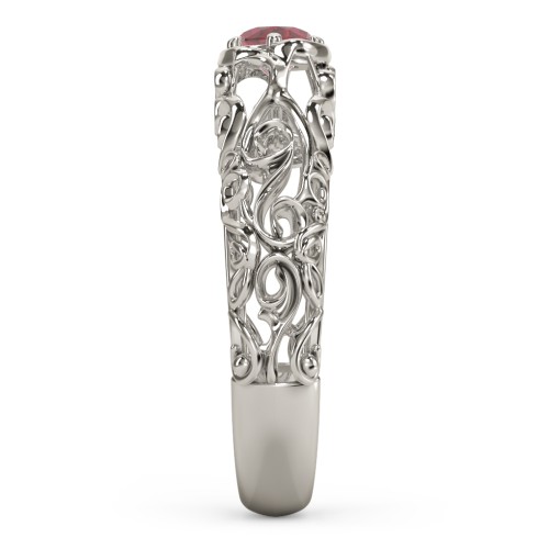 Vintage Graduation Ring – 10K White Gold with Ruby