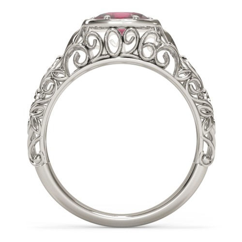 Vintage Graduation Ring – 10K White Gold with Ruby