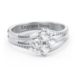 Engravable Triple Band Gemstone
Ring with Accents