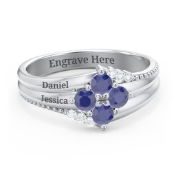 Engravable Triple Band Gemstone
Ring with Accents