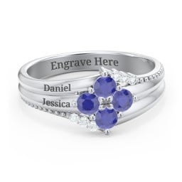 Engravable Triple Band Gemstone
Ring with Accents