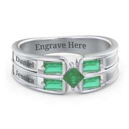 Surrounded by Love Mother's Ring in 925 Sterling Silver with Emerald