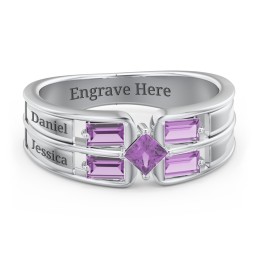 Surrounded by Love Mother's Ring in 925 Sterling Silver with Amethyst