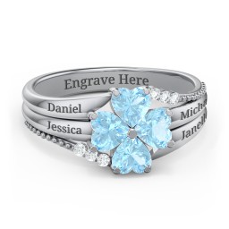 A Mother's Love and Luck Ring in 925 Sterling Silver with Blue Topaz and White Premium Zirconia