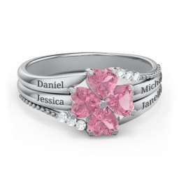 A Mother's Love and Luck Ring in 925 Sterling Silver with Pink Tourmaline and White Premium Zirconia