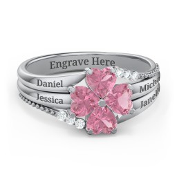A Mother's Love and Luck Ring in 925 Sterling Silver with Pink Tourmaline and White Premium Zirconia