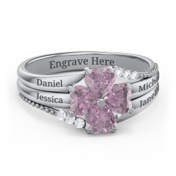 A Mother's Love and Luck Ring in 925 Sterling Silver with Alexandrite and White Premium Zirconia