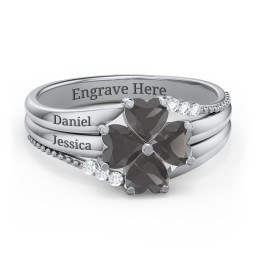 A Mother's Love and Luck Ring in 925 Sterling Silver with Smokey Quartz and White Premium Zirconia