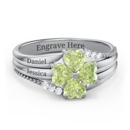 A Mother's Love and Luck Ring in 925 Sterling Silver with Peridot and White Premium Zirconia