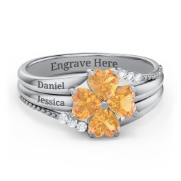 A Mother's Love and Luck Ring in 925 Sterling Silver with Citrine and White Premium Zirconia