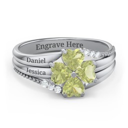 A Mother's Love and Luck Ring in 925 Sterling Silver with Peridot and White Premium Zirconia