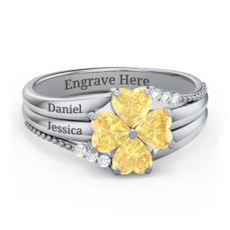 A Mother's Love and Luck Ring in 925 Sterling Silver with Citrine and White Premium Zirconia