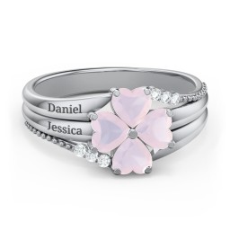 A Mother's Love and Luck Ring in 925 Sterling Silver with Opal and White Premium Zirconia