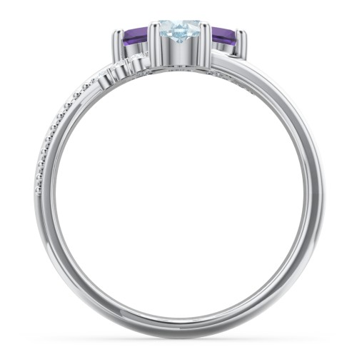 A Mother's Love and Luck Ring – Sterling Silver with Aquamarine, Amethyst, and White Premium Zirconia