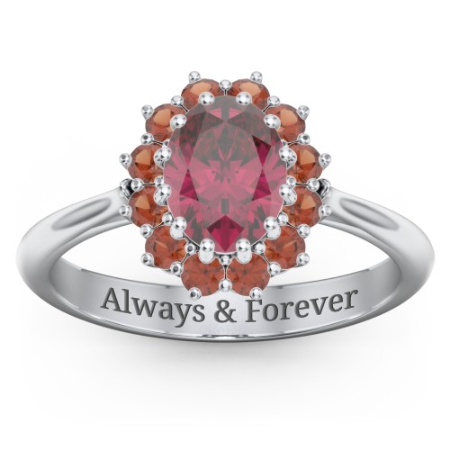 The Lady's Legacy Ring – Sterling Silver with Red Premium Zirconia and Garnet