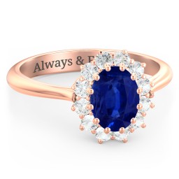 The Lady's Legacy Ring in 10K Solid Rose Gold with Blue Sapphire and Cubic Zirconia