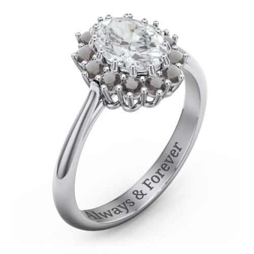 The Lady's Legacy Ring – Sterling Silver with White Premium Zirconia and Smokey Quartz