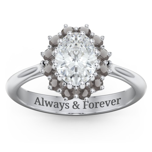 The Lady's Legacy Ring – Sterling Silver with White Premium Zirconia and Smokey Quartz