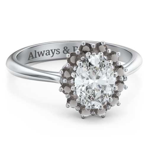 The Lady's Legacy Ring – Sterling Silver with White Premium Zirconia and Smokey Quartz