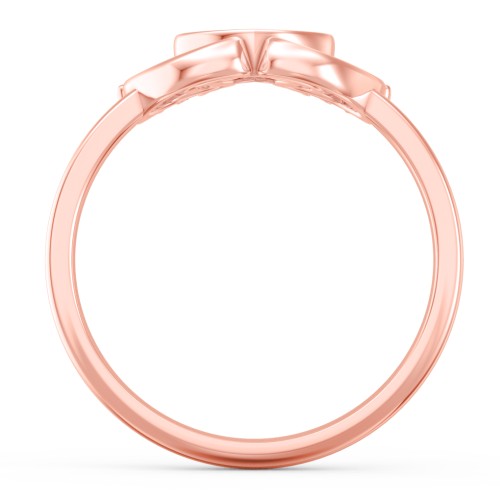 Baby Footprint and Heart Ring with Gemstones – 10K Rose Gold with Blue Topaz and Amethyst