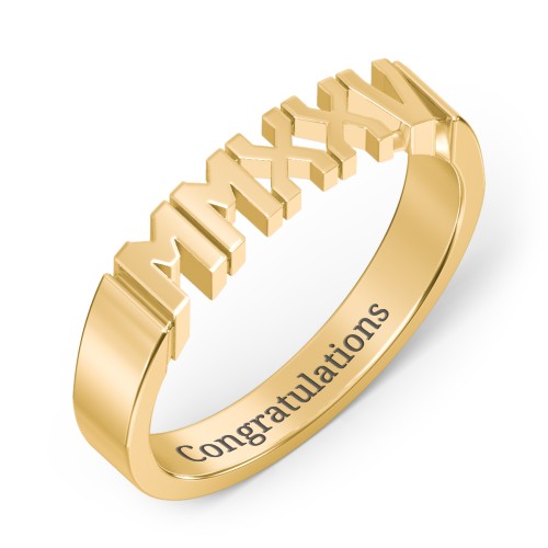 Roman Numeral Graduation Ring – 10K Yellow Gold