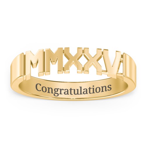 Roman Numeral Graduation Ring – 10K Yellow Gold