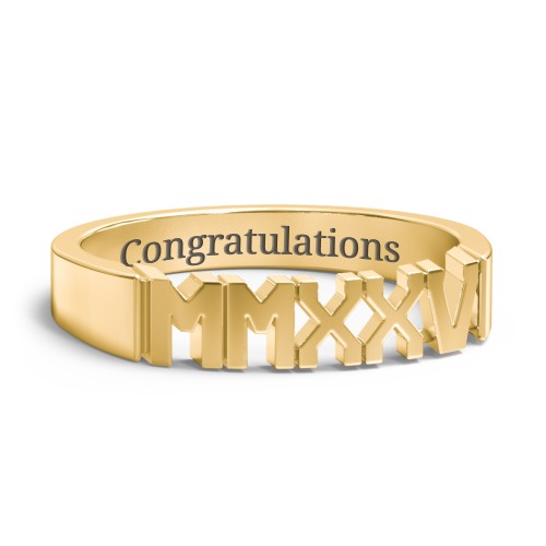 Roman Numeral Graduation Ring – 10K Yellow Gold