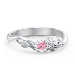 Solitaire Leaf Band Ring