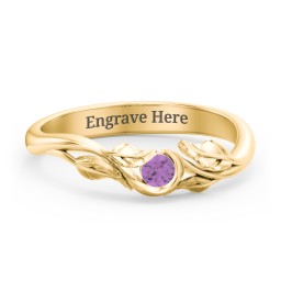 Solitaire Leaf Band Ring