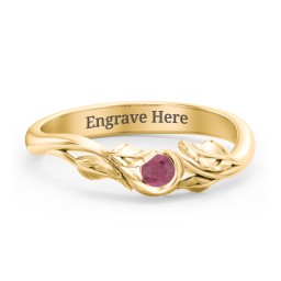 Solitaire Leaf Band Ring