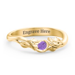 Solitaire Leaf Band Ring
