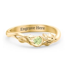 Solitaire Leaf Band Ring