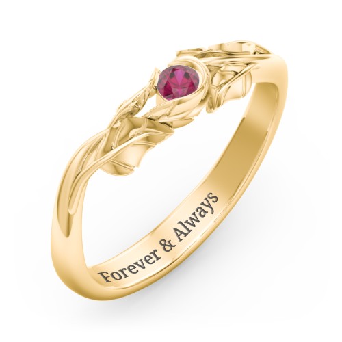 Solitaire Leaf Band Ring