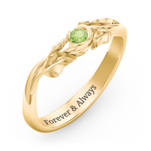 Solitaire Leaf Band Ring