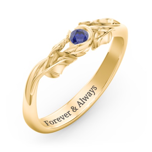 Solitaire Leaf Band Ring